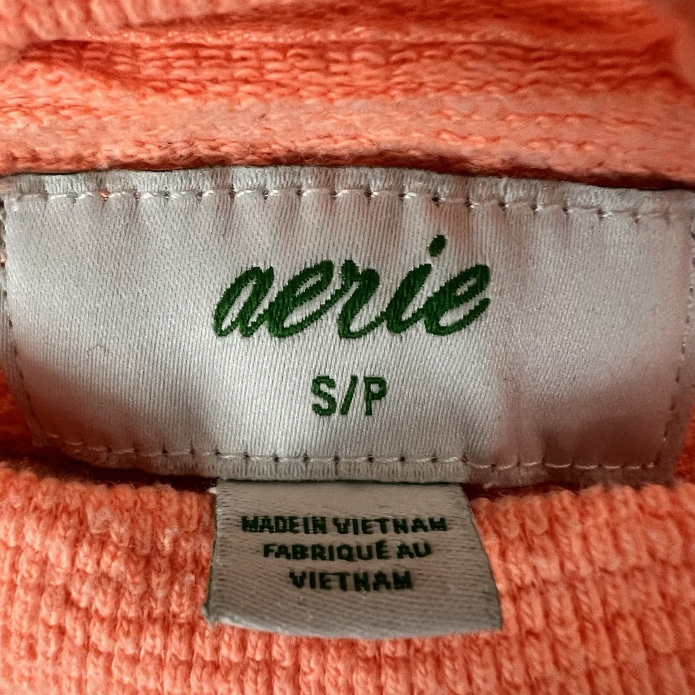 Aerie Crewneck Textured Sweatshirt Coral Peach Pullover Top Women's S‎ - Picture 4 of 6